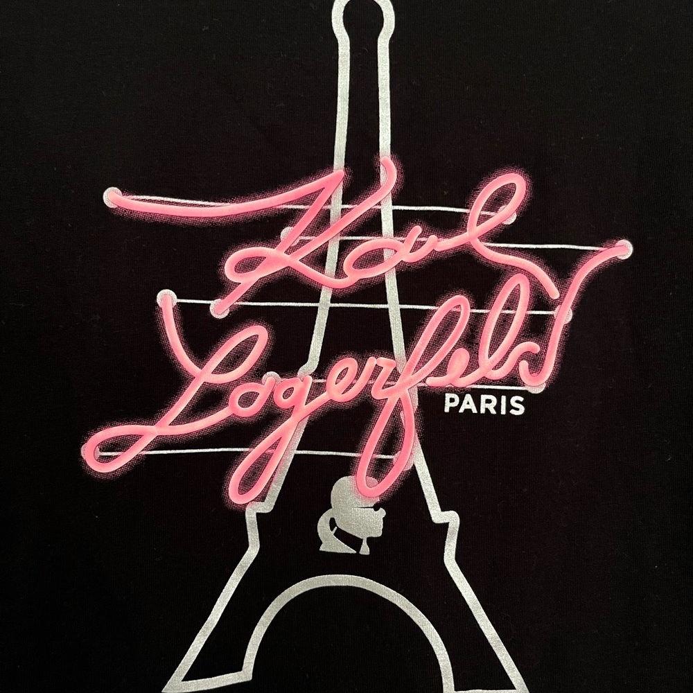Karl Lagerfeld Black Tee with Pink Graphic - Picture 2 of 5